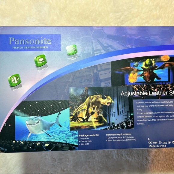 3D VR Headset Glasses Virtual Reality 4.7"- 6.0" Smart Phone Compat + Controller - Picture 2 of 8